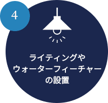ライティングやウォーターフィーチャーの設置